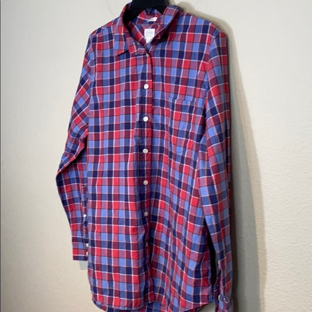 J Crew Factory Plaid Long Sleeve Boy Fit Shirt - Picture 6 of 13